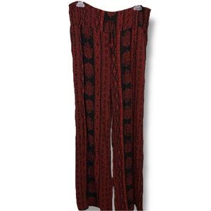 Large Juniors Peace And Pearls Red Black Boho  Pants Stretch Bohemian Goth